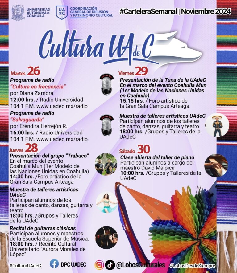 Invita la UAdeC a disfrutar sus actividades culturales