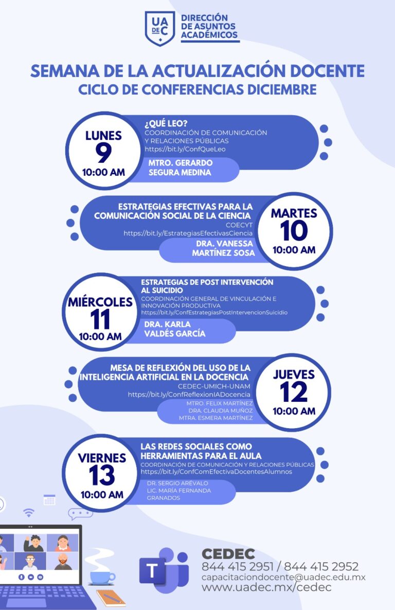 La Universidad Autónoma de Coahuila invita a participar en su “Semana de actualización docente”