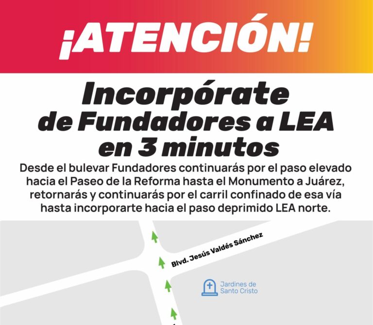 Incorporarse de Fundadores a LEA Norte, tomaría 3 minutos