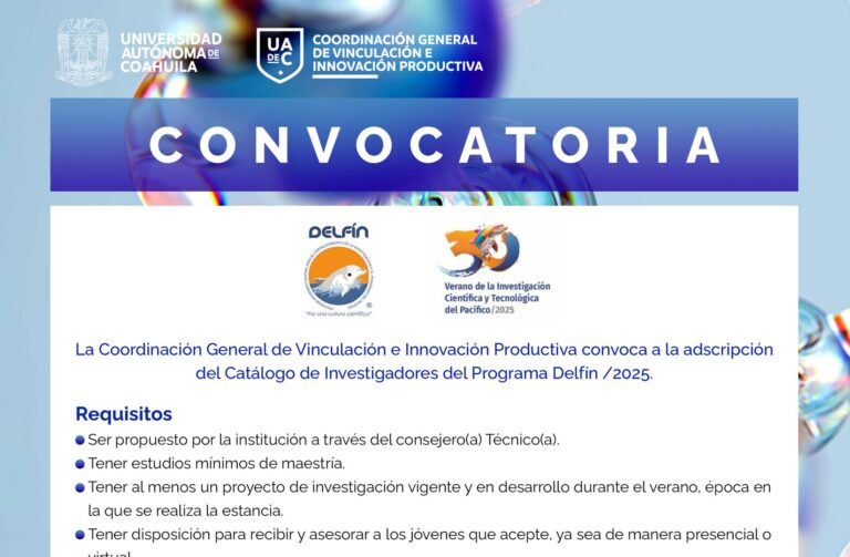 Convoca UA de C a sus investigadores a registrarse en el Programa Interinstitucional para el Fortalecimiento de la Investigación y el Posgrado del Pacífico Delfín/2025