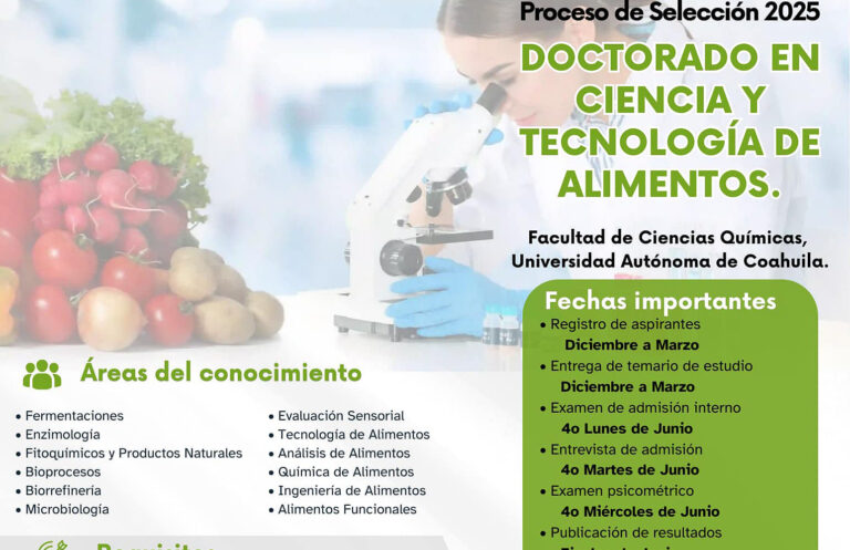 Cursa en la UA de C el Doctorado en Ciencia y Tecnología de Alimentos