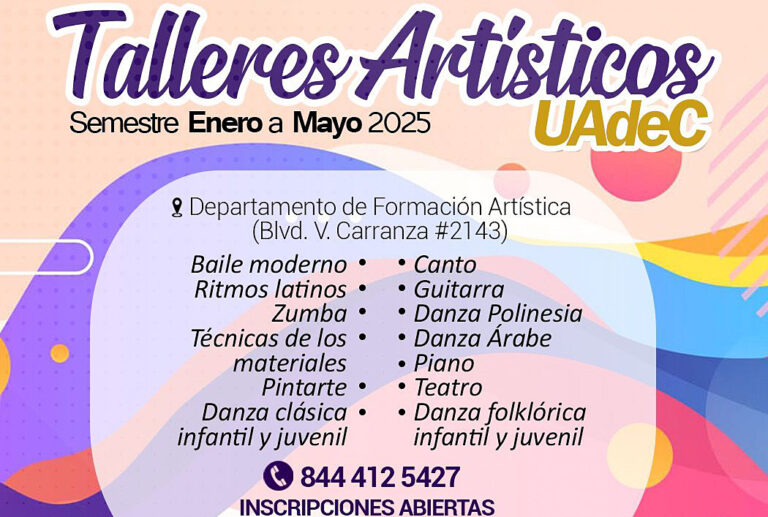 Durante enero inscríbete a los talleres artísticos que ofrece la UA de C