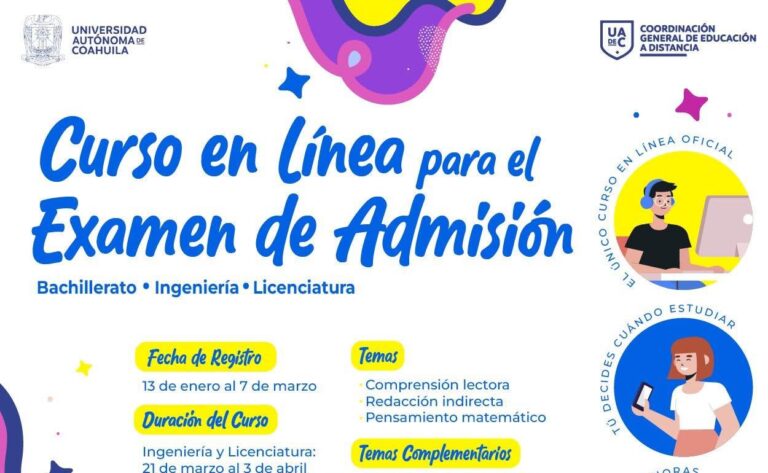 Prepárate para el Examen de Admisión que ofrece la UA de C con el Curso en Línea