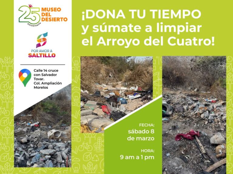 Busca MUDE voluntarios para apoyar en limpieza del arroyo del Cuatro