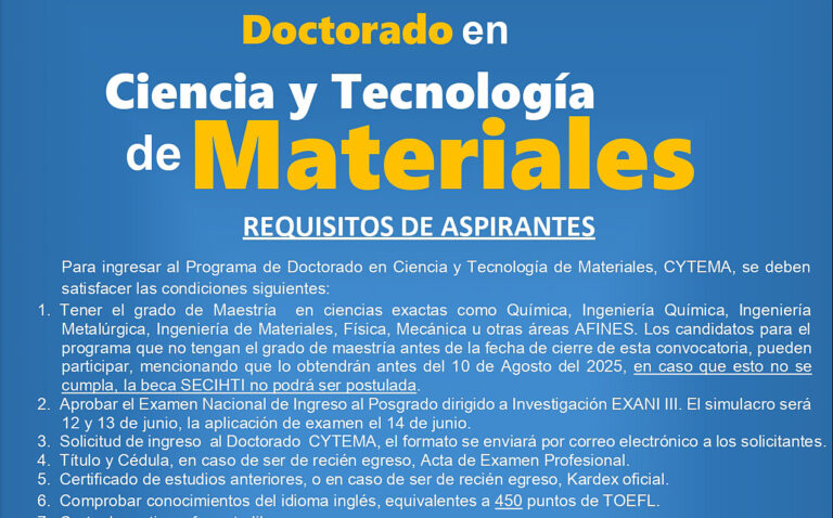Continúa tus estudios de posgrado en la UA de C con el Doctorado en Ciencia y Tecnología de Materiales