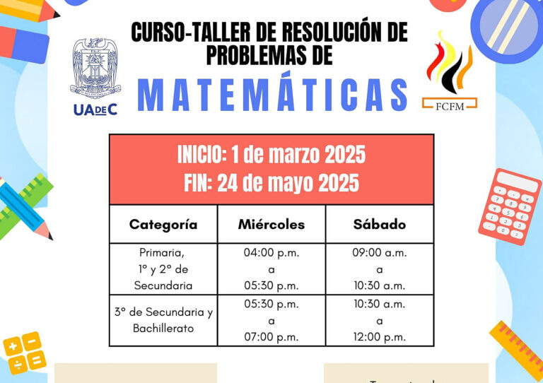 Invita UA de C al Curso-Taller de Matemáticas para estudiantes de nivel básico y medio superior