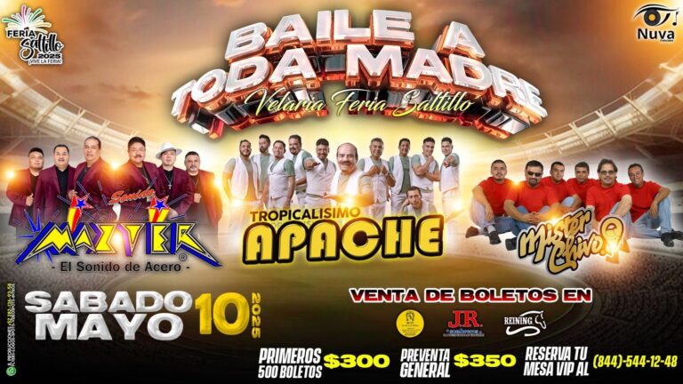 Llega a Saltillo el “Baile a Toda Madre” con Tropicalísimo Apache, Sonido Mazter y Mister Chivo