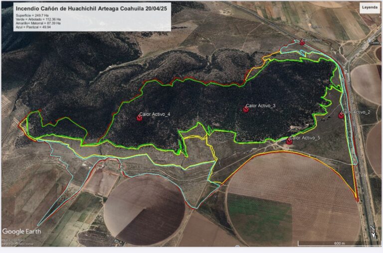Alcanza incendio en Huachichil 100% de control