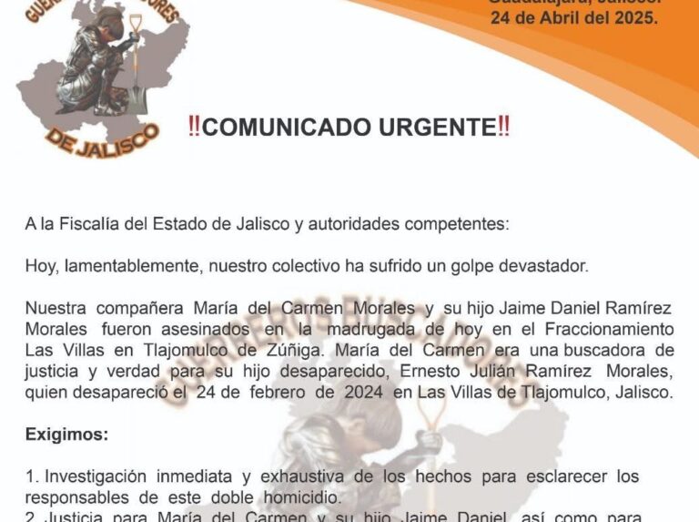 Asesinan a madre buscadora y su hijo en Jalisco