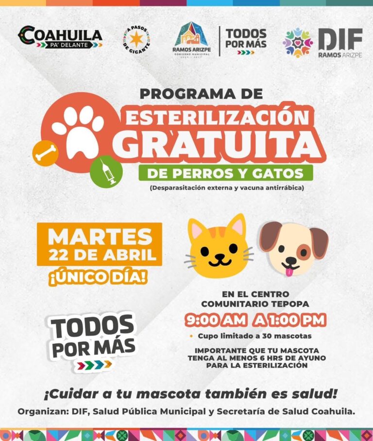 Invitan a dueños de mascotas a jornada de esterilización, vacunación y desparasitación en Centro Comunitario Tepopa