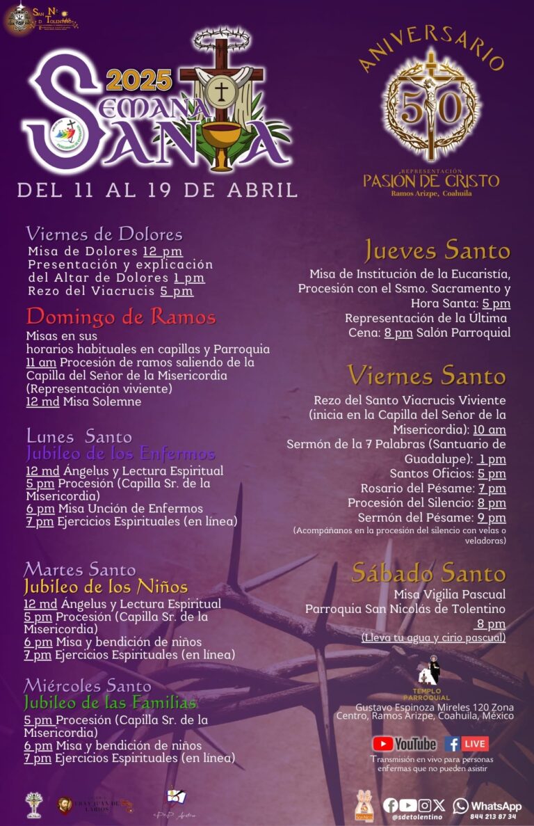 Listo programa de actividades de Semana Santa en parroquia San Nicolás de Tolentino