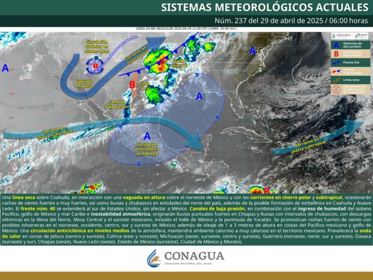 Se mantiene pronóstico de lluvias, vientos y posible formación de torbellinos en Coahuila