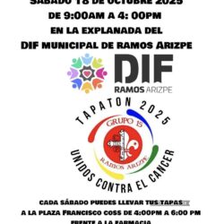 Continúan invitando en Ramos Arizpe a participar en el “Tapatón 2025” en apoyo a personas con cáncer