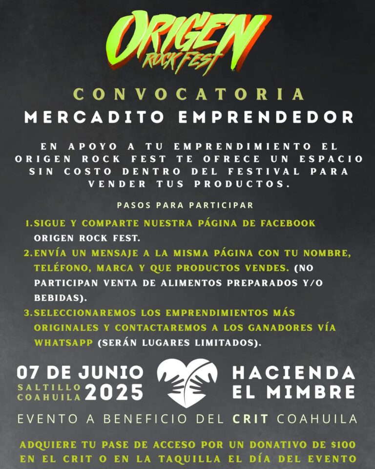 Será este 7 de junio el Origen Rock Fest en Hacienda El Mimbre, a beneficio del CRIT Coahuila