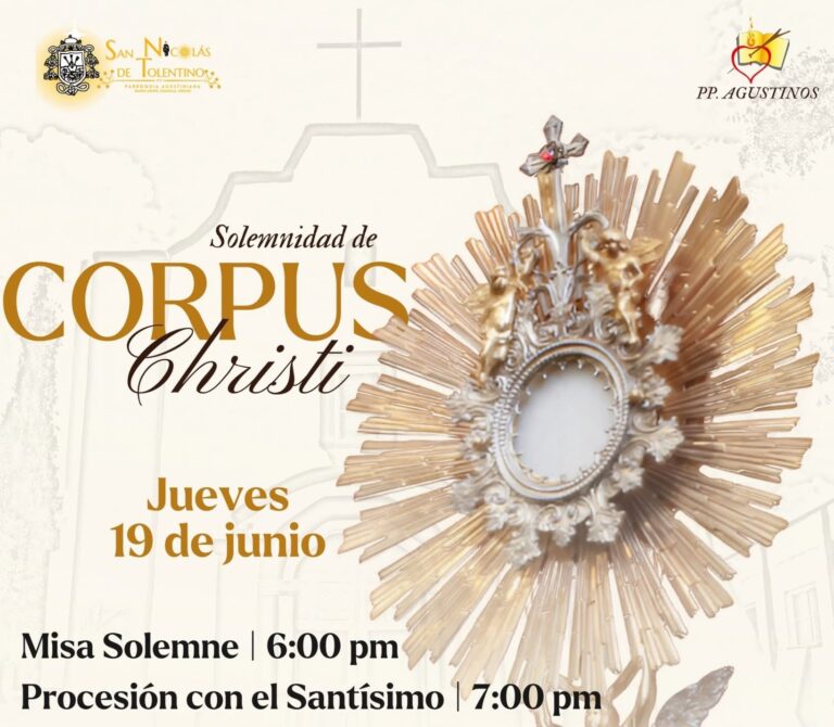 Invita parroquia de San Nicolás de Tolentino a misa y procesión por la solemnidad de Corpus Christi
