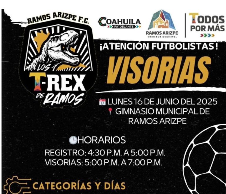 T-Rex Ramos Arizpe lanza visorias para jóvenes futbolistas rumbo a la Liga TDP