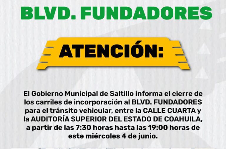 Este miércoles, cierre temporal en incorporaciones del bulevar Fundadores