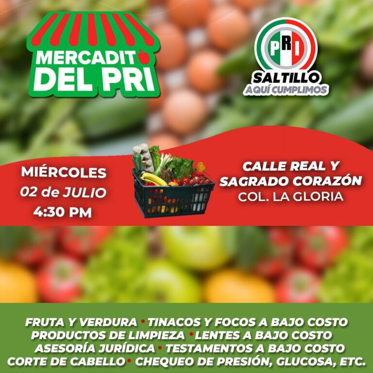 Habrá Mercadito del PRI en colonia La Gloria