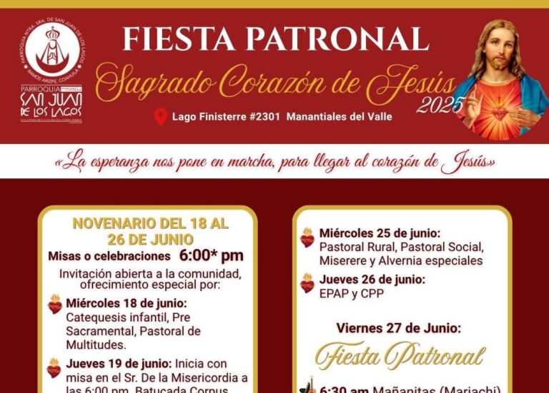 Parroquia del Sagrado Corazón invita a su fiesta patronal en Ramos Arizpe