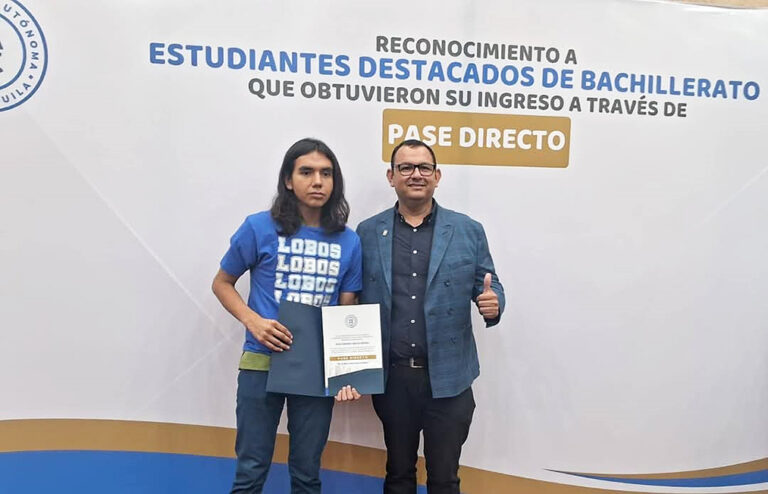 Por su dedicación al estudio Eros Damián García Dimas obtuvo su pase directo a la Facultad de Ciencias Físico Matemáticas de la UA de C