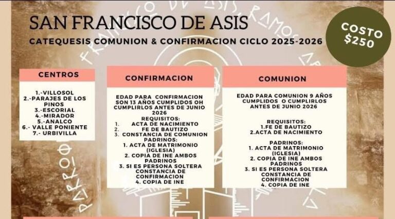 Abren inscripciones para catequesis de Comunión y Confirmación en parroquia de San Francisco de Asís en Ramos Arizpe