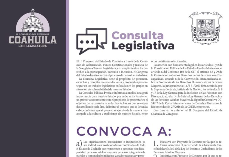 Emite Congreso del Estado convocatoria para Consulta Legislativa