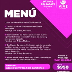 Invita la Escuela del Sarape “La Favorita” a su quinta cena maridaje este 17 de julio
