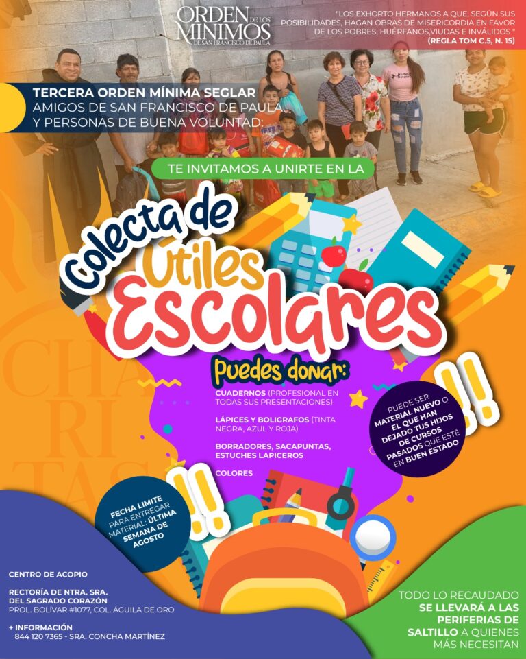 Organizan comunidades religiosas en Saltillo colecta de útiles escolares
