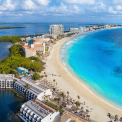 Cancun with lagoon and beach