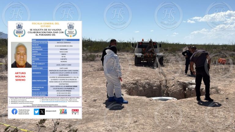 Hombre reportado como desaparecido es localizado sin vida, en su auto, al interior de una noria en General Cepeda