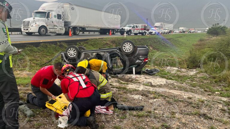 Volcadura en la Saltillo–Monterrey deja cuatro mujeres heridas