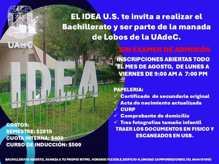 Durante agosto Inscríbete al IDEA Saltillo de la UA de C