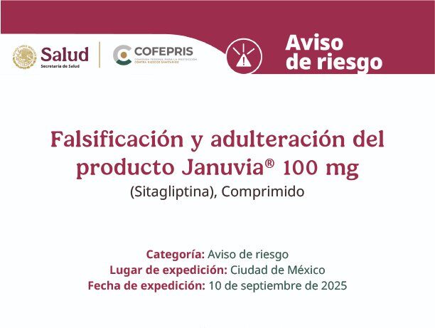 Alerta COFEPRIS por falsificación de medicamento