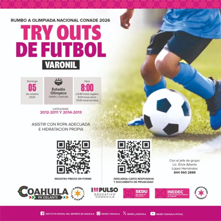 Convocan a talento futbolístico en Saltillo para integrar selección de CONADE 2026