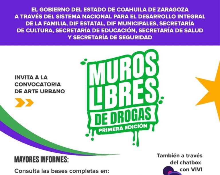 Convocatoria “Muros Libres de Drogas”: el arte juvenil pinta un futuro de paz en Coahuila