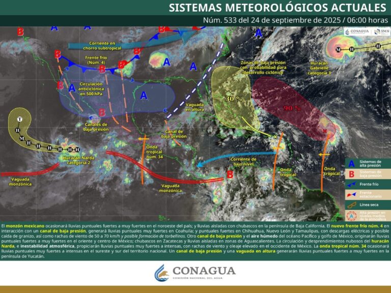 Frente frío número 4 generará lluvias muy fuertes y posible formación de torbellinos en Coahuila