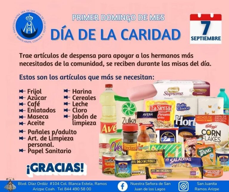Parroquia de San Juan de los Lagos invita al “Día de la Caridad” en Ramos Arizpe