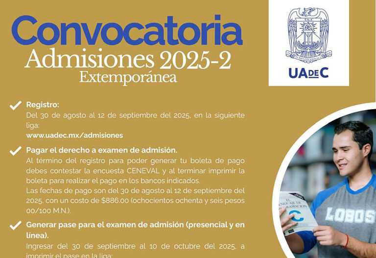Aprovecha la convocatoria extemporánea para ingresar a bachillerato y licenciatura en la UA de C