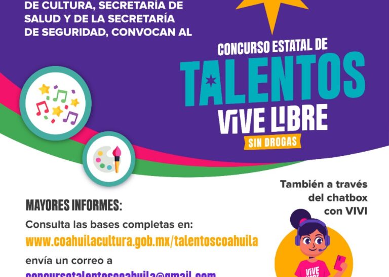 Coahuila invita al concurso estatal de talentos Vive Libre sin Drogas