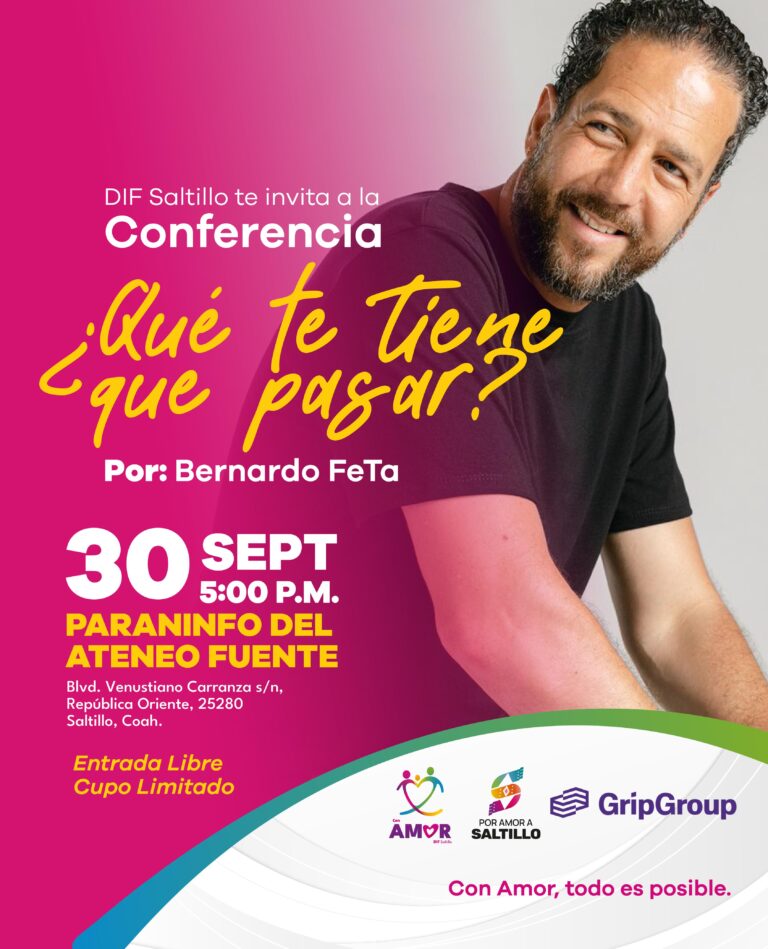Invita DIF Saltillo a conferencia con Bernardo FeTa
