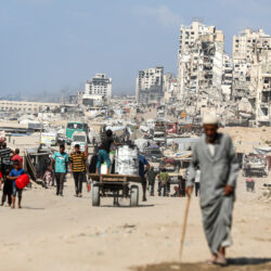 MIDEAST-GAZA-PALESTINIAN-FLEEING