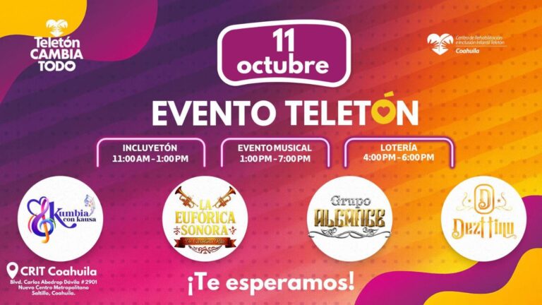 Actuarán Kumbia con Kausa, la Eufórica Sonora y grupos Alcance y Dezttino en el evento Teletón del CRIT Saltillo