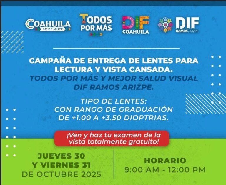 Invita DIF Ramos Arizpe a campaña gratuita de lentes para lectura y vista cansada