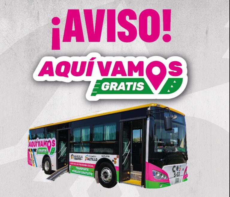Operará el 31 de octubre el “Aquí Vamos Gratis” con última salida a las 5:00 de la tarde