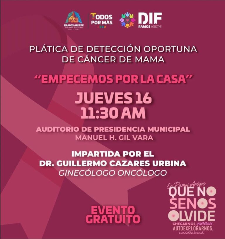 DIF Ramos Arizpe invita a plática sobre detección oportuna del cáncer de mama: “Empecemos por la casa”