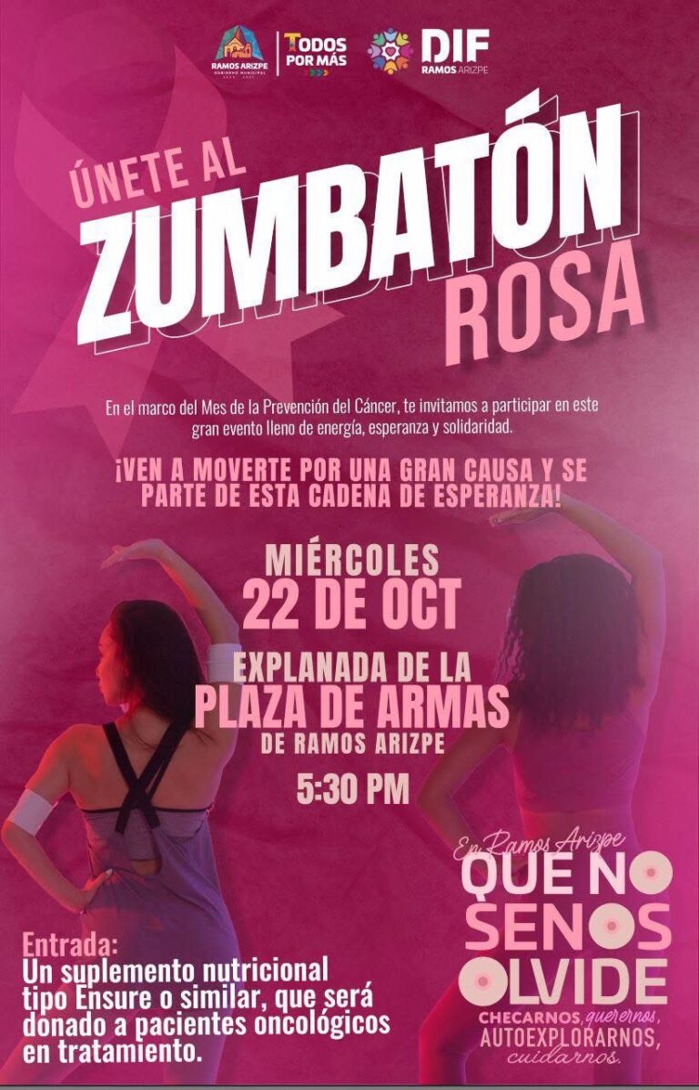 Llaman a mujeres de Ramos Arizpe a sumarse al “Zumbatón Rosa”