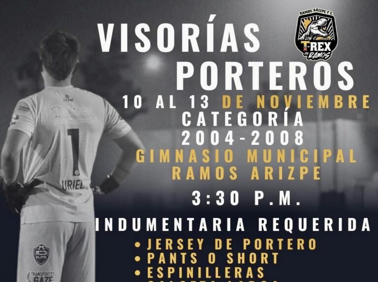 T-Rex Ramos Arizpe lanza visorias para porteros; buscan talento joven con pasión por defender el arco