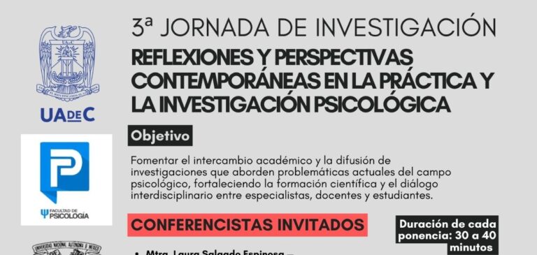 Asiste a la Tercera Jornada de Investigación de la Facultad de Psicología de la UA de C