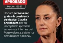 Congreso de Perú declara ‘persona non grata’ a Claudia Sheinbaum