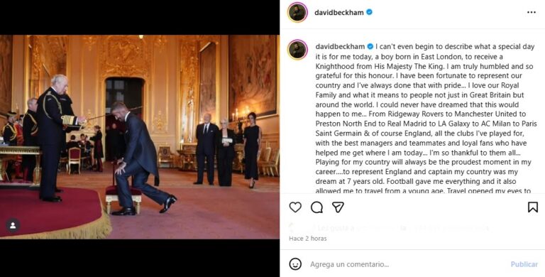 David Beckham es nombrado caballero por el rey Carlos III